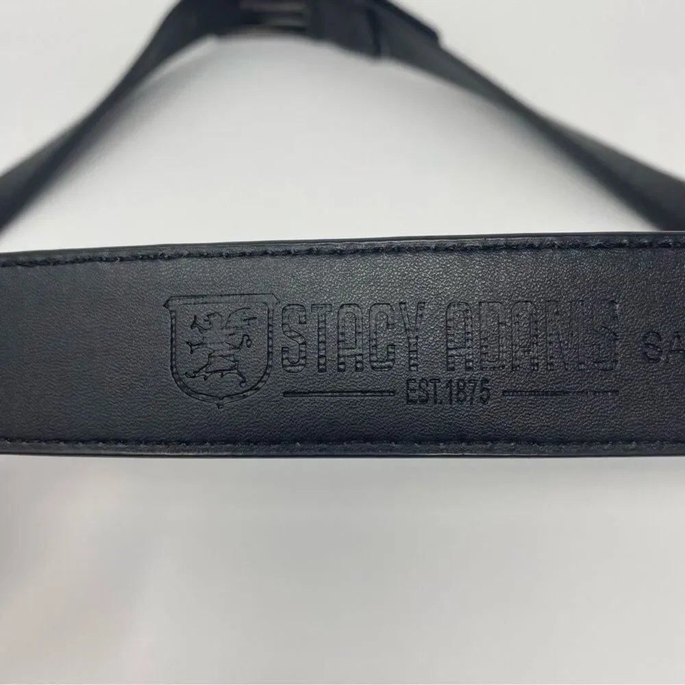 STACY ADAMS 42 Men’s Black Leather Belt Pacer Perforated Casual Dressy Belt